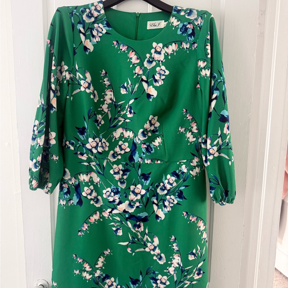 Eliza J Floral Green Dress